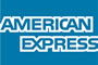 The image is a logo for American Express, featuring the company s name in white text against a blue background.