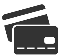 The image shows a digital representation of two credit cards and a smartphone, all placed on top of a wallet icon.
