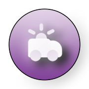 An icon of a car with an emergency light symbolizing roadside assistance or a tow truck service.