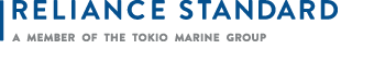 The image is a logo for 'Reliance Standard,' which appears to be a member of the Tokyo Marine Group, as indicated by the text on the graphic.